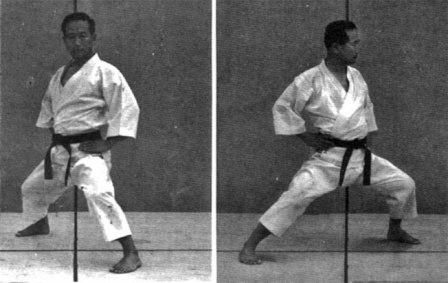 Master Nakayama from 'Dynamic Karate' (1966) demonstrates Fudo dachi / Sochin dachi.